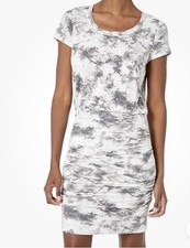 Skinnygirl Dress Womens Med Kim Gray White Blouson Ruched Stretch T-Shirt NWOT