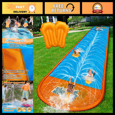 22ft Double Lane Slip Water Slide for Kids, Inflatable Sprinkler Fun Toy for Sum