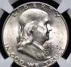 1952 S FRANKLIN HALF DOLLAR NGC MS 63 NICE SATINY WHITE LUSTER, SMOOTH AND