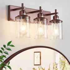 3-Light Bronze Bathroom Light Fixtures Over Mirror,Modern Bathroom Vanity Lig...