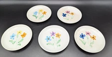 SET OF 5 VINTAGE MADE IN PORTUGAL FLORAL COASTERS SMALL DISHES CERAMIC
