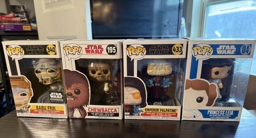 Star Wars Funko Pop Lot Babu Frik 340 Chewbacca 195 Palpatine 433 Leia 04 Bobble