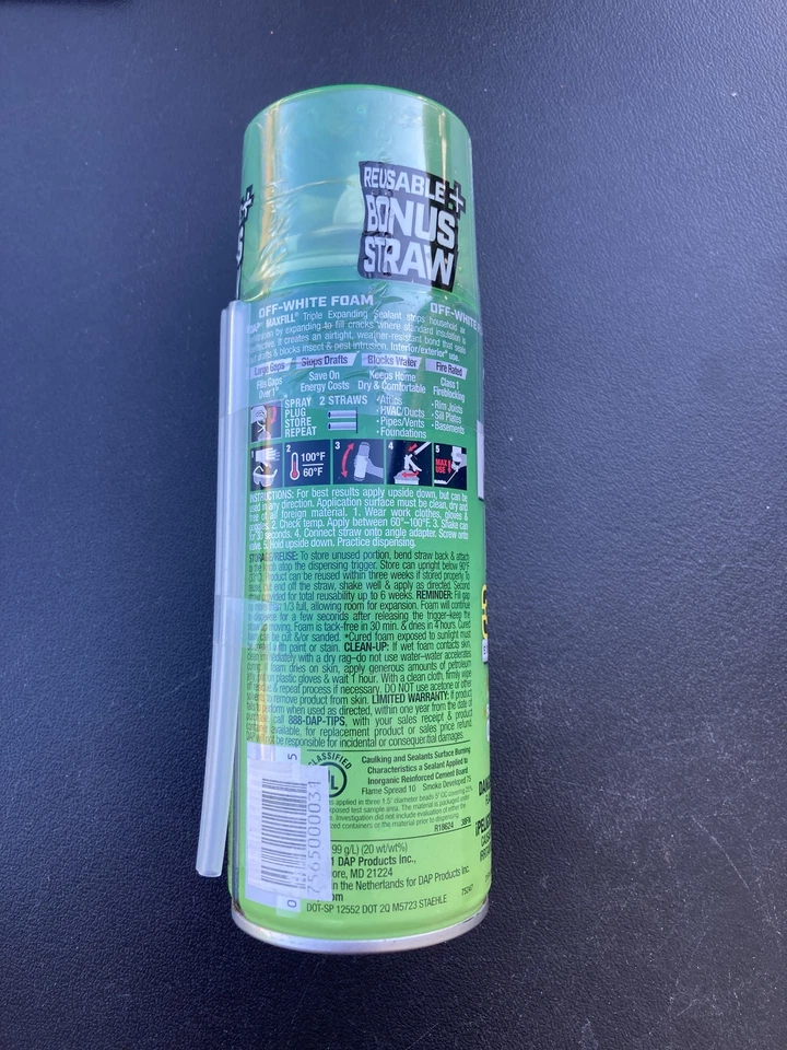 Sellador de espuma expansible DAP Max Fill 12 oz 3X BLANCO ROTO Foto 2 de 3