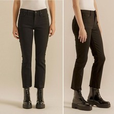 Edwin Bree Black Straight Leg Jeans Raw Hem Size 27 | 4 High Rise Jean USA Made