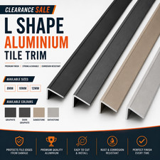 Genesis L Shape Aluminium Tile Trim 8mm 10mm 12mm Graphite sandstone