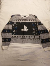 ThinkGeek PlayStation Sweater Mens Size 2XL Gray Ugly Christmas Crew Neck