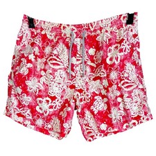 Vilebrequin Red  White Turtle Hawaiian Board Shorts - 350 Retail - XL