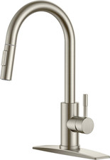 Kitchen Faucet with Pull down Sprayer, Modern Brushed Nickel No-Lead Stainless