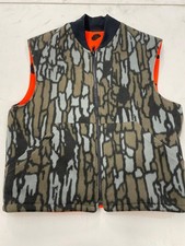 cabelas vintage treebark camo fleece vest reversible hunter orange camouflage L