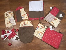 Sweet Jojo Western Cowboy Baby Nursery Bedding LOT Set Quilt Sheet Skirt Mobile