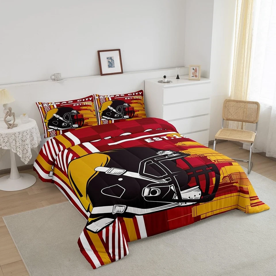 Juegos de edredón de ropa de cama de fútbol americano City juego deportivo de fútbol tamaño completo... Foto 2 de 4