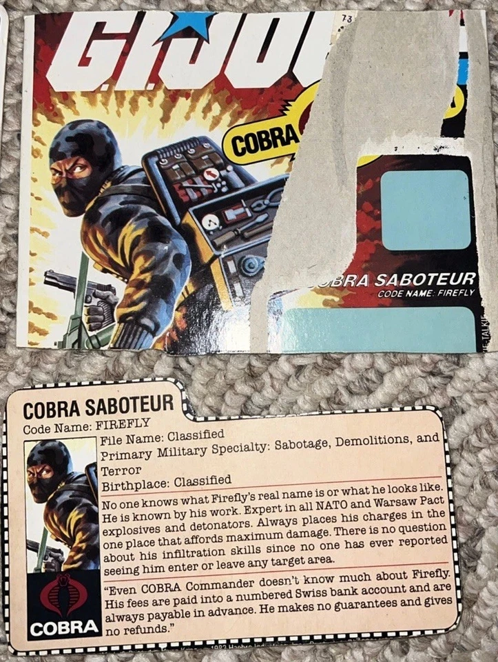 Lote de 48 cartas de archivo GI JOE ARAH años 80 Storm Shadow Firefly + 5 son cartas completas Foto 3 de 4