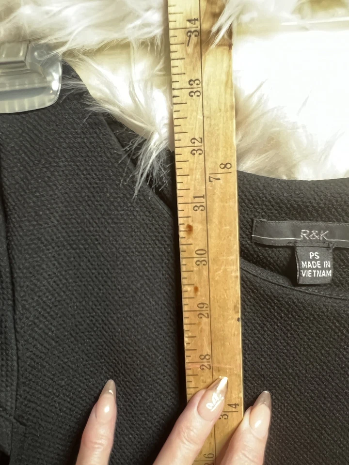 R&K - Vestido Mujer Talla Pequeña Petite Negro Mangas Cortas Foto 4 de 4