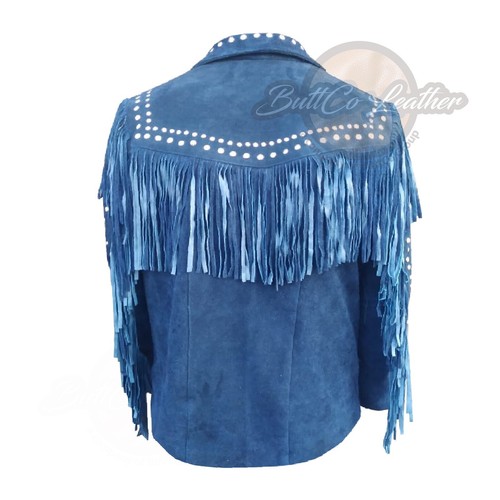 Western Fringe Leather Suede Jacket Women Native American Tassels Cowgirl Jacket - Picture 3 of 4