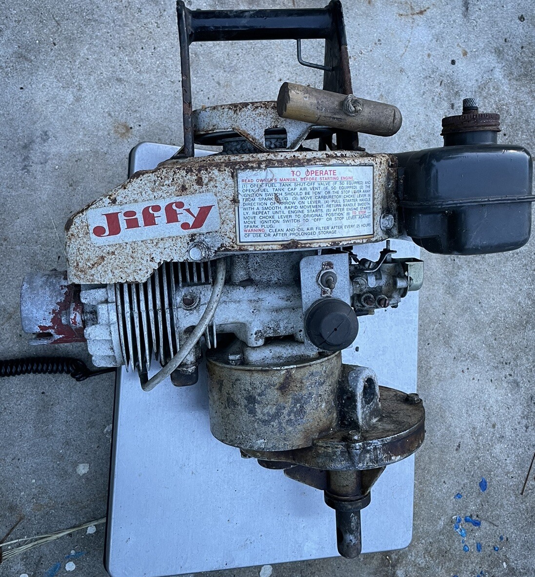 Vintage Jiffy Gas Ice Auger Engine With Amazing Patina Not Frozen No Auger