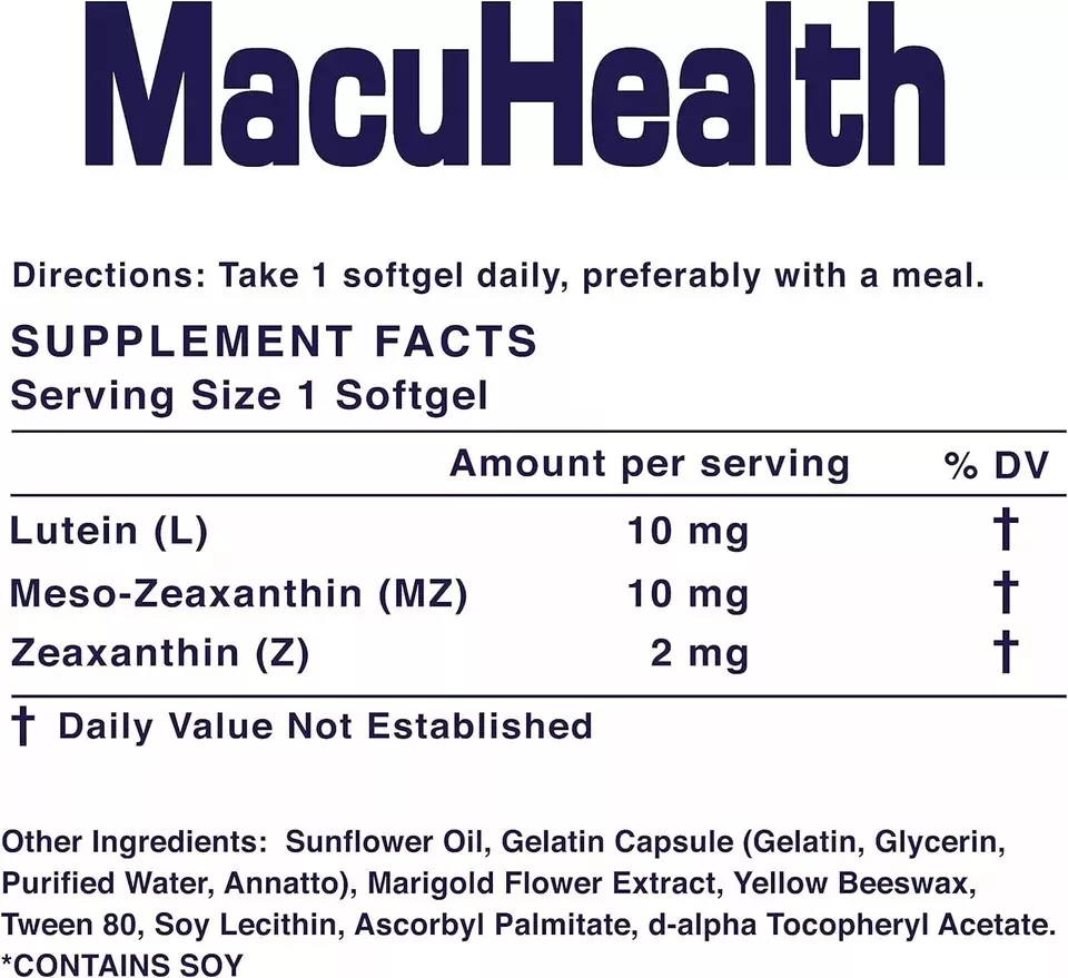 Macuhealth Triple Carotenoid Formula Eye Vitamins for Adults 90
