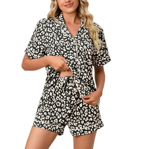 Summer Womens Pajamas Set Short Sleeve Shorts Two-piece Sleepwear Loungewear - Picture 27 of 40