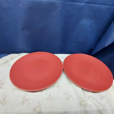 Ten Strawberry Street Set/2 Solid Red Dinner Plates
