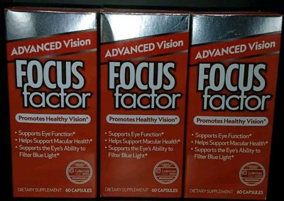 3x Focus Factor Advanced Vision 60 Capsules each (180 Ct) Exp 05/2025 NEW SEALED