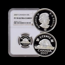 CANADA. 2007, 5 Cents, Silver - NGC PF70 - Top Pop 🥇 Beaver, SCARCE