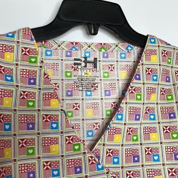 NWT Beverly Hills Uniforms Scrubs 5X PLUS SIZE - Pink Squares - Image 2 of 4