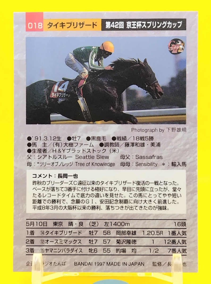 Ｔａｉｋｉページ Taiki Blizzard / Thoroughbred Horse Racing Card Vintage TCG BANDAI