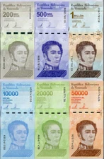 6 Venezuela banknotes-10000 - 1 Million Bolivares - Uncirculated currency