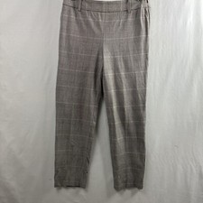 Talbots Chatham Ankle Pants 6 Petite Herringbone Plaid Black Side Zip Stretch