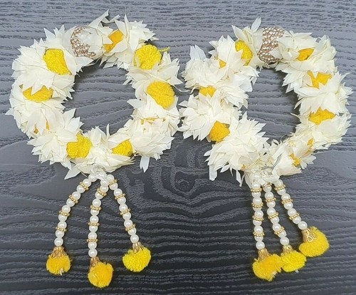 Indisch Pakistanisch Braut Blumen Gajra Stoff Mehndi Mayun Sangeet Schmuck Set - Bild 14 von 27