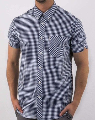Ben Sherman Mens Retro Mod Blue Gingham 