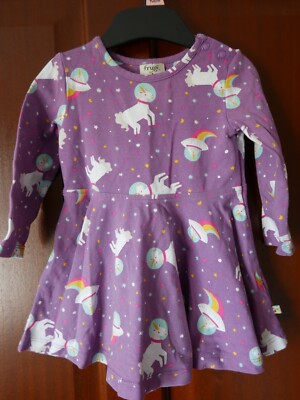Frugi 100% Organic Cotton Skater Dress, Age 3-6 months, Purple, Space  Unicorns UK
