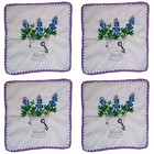 Bluebonnet Napkin Set Of 4 Bread Basket Texas Table Hand Embroidered Linen — photo 1