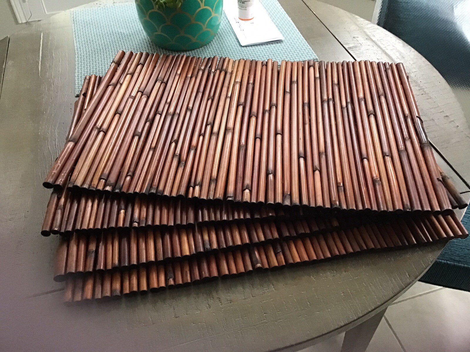 Pier One Imports Bamboo Rattan Reed Tiki Placemats Lightly Used (Set Of