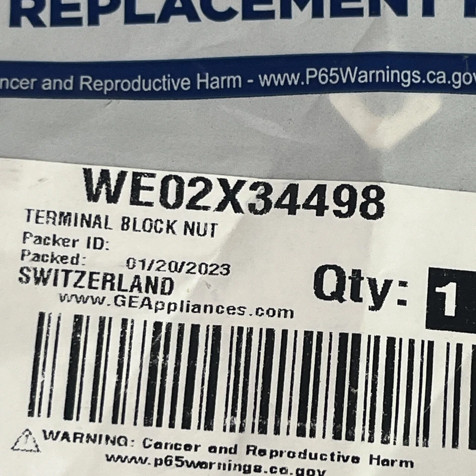 GE Genuine OEM WE02X34498 GE DRYER TERMINAL BLOCK NUT - Image 2 of 3