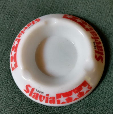 SLAVIA Bier Aschenbecher rund, Glaspastete IVOREX France 14 cm Durchmesser