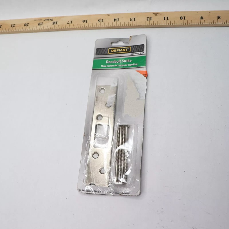 New DEFIANT 5-7/8 in. Satin Nickel Deadbolt Strike Plate FREE SHIPPING