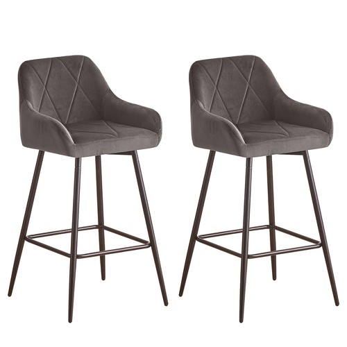 2x Bar Stools Velvet Dining Room Kitchen Breakfast High Chairs Footrest Barstool - Picture 7 of 48