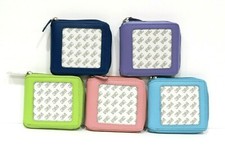 Planet Earth Prefinished Leather Zip Square Wallet fits 3" Needlepoint Canvas