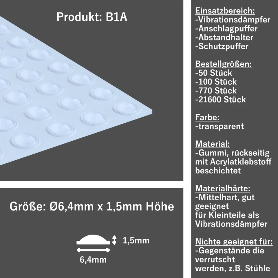 Elastikpuffer selbstklebend transparent Anschlagpuffer, Gummifüße, Rutschstopper - Bild 2 von 4