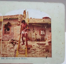 Moki Indian at Home / Moki Indian House - TWO on ONE STEREOVIEW - listing #3243