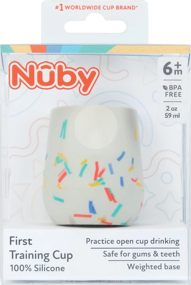 Toddler Silicone Training Cup 2oz – Easy‑Grip Spoutless Baby Cup Confetti - Image 4 of 4