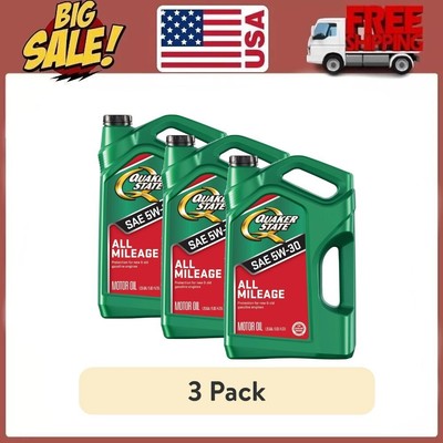  3 PACK  Quaker State All Mileage Synthetic Blend 5W-30 Motor Oil, 5 Quart