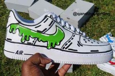 Nike Air Force 1 Custom 'Green Swoosh Drip' Graffiti Pop Art Shoes Mens Womens