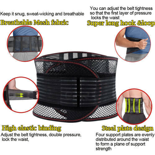 Back Brace for Lower Back Pain Relief Sciatica Breathable Lumbar Support Belt Uk - Picture 2 of 11