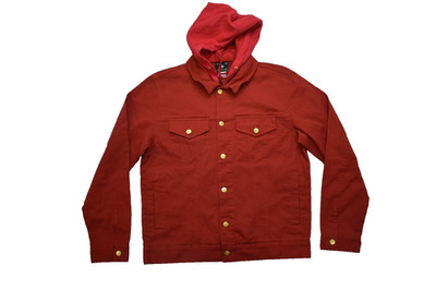 Lifted Research Group LRG Mens Hooded Denim Salsa Red Jacket NWT Medium