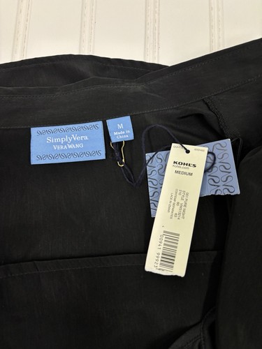 Simply Vera Vera Wang Black Low Cut Blouse With Tank Long Sleeve Medium - Picture 3 of 7