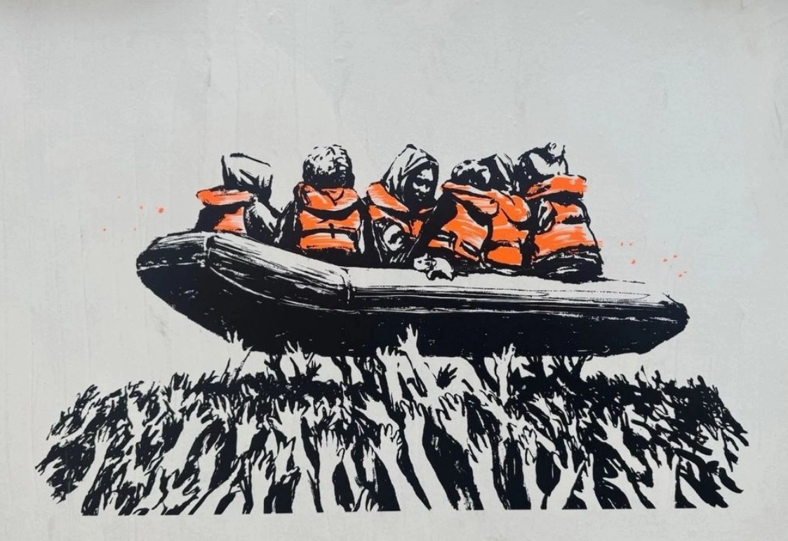 Banksy Glastonbury 2025 Screen Print Migrant Boat Poster 50x70cm