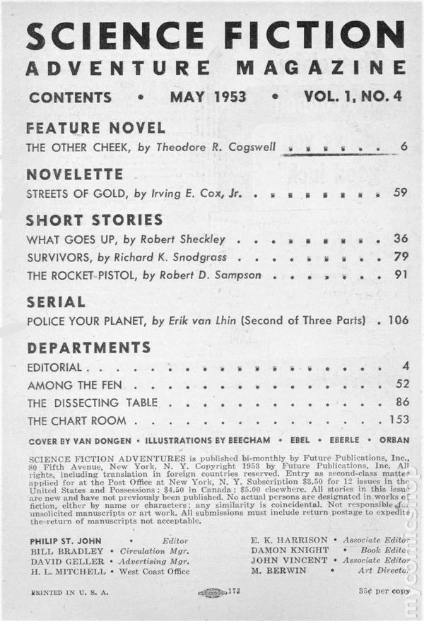 Science Fiction Adventures Pulp Vol. 1 #4 VG 1953 Stock Image Low Grade - Image 2 of 2