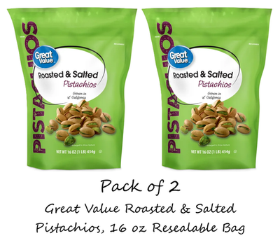 #ad Great Value Roasted amp; Salted Pistachios 16 oz Resealable Bag 2 Bags total $11.99