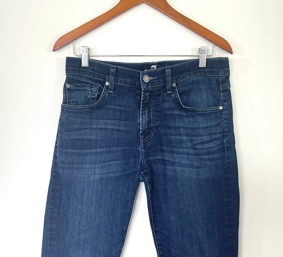 7 For All Mankind Mens Jeans 31x30 Blue Slimmy Slim Straight Mid Rise Stretch - Image 2 of 4